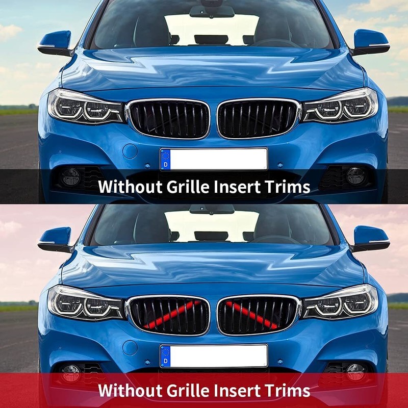 2Pcs Front Grille Trim Strips Cover Bar V Brace For BMW F30 G30 G32 1 2 3 Series gallery