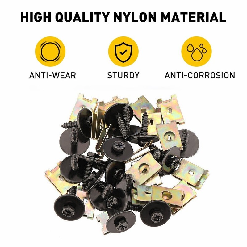 40X Car Auto Fender Screw Body Bumper Retainer U Nut Clips Gasket Fastener Metal gallery