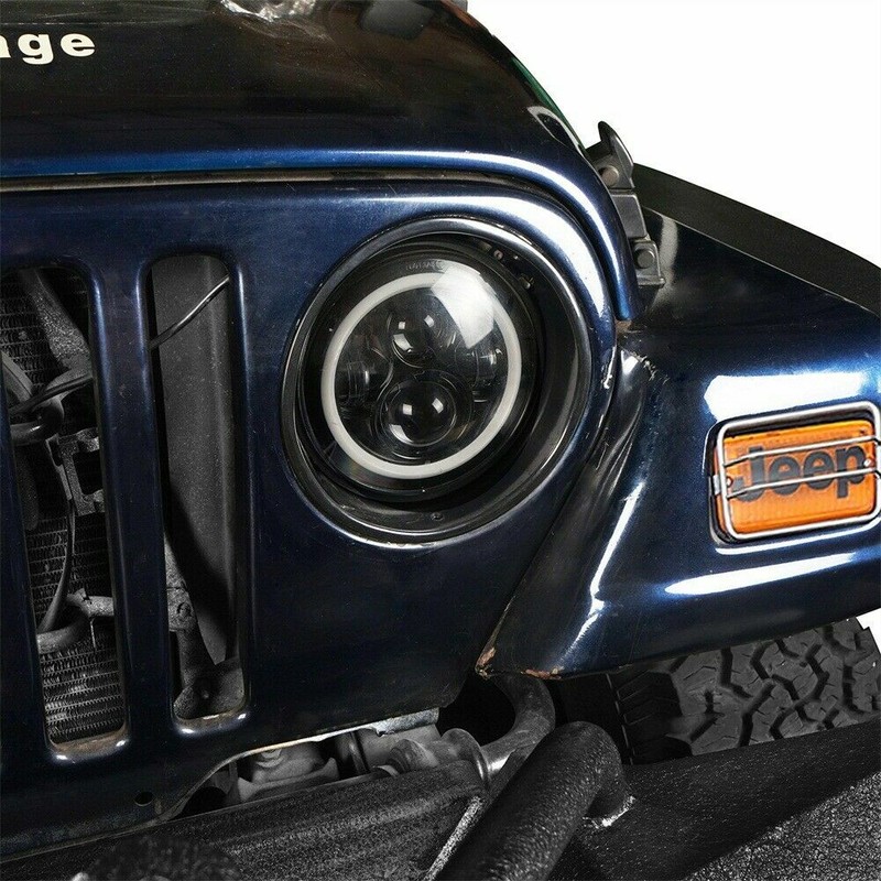 2Pcs Bezels Headlight Cover Ring ABS Gloss Black for Jeep Wrangler TJ 1997-2006 gallery