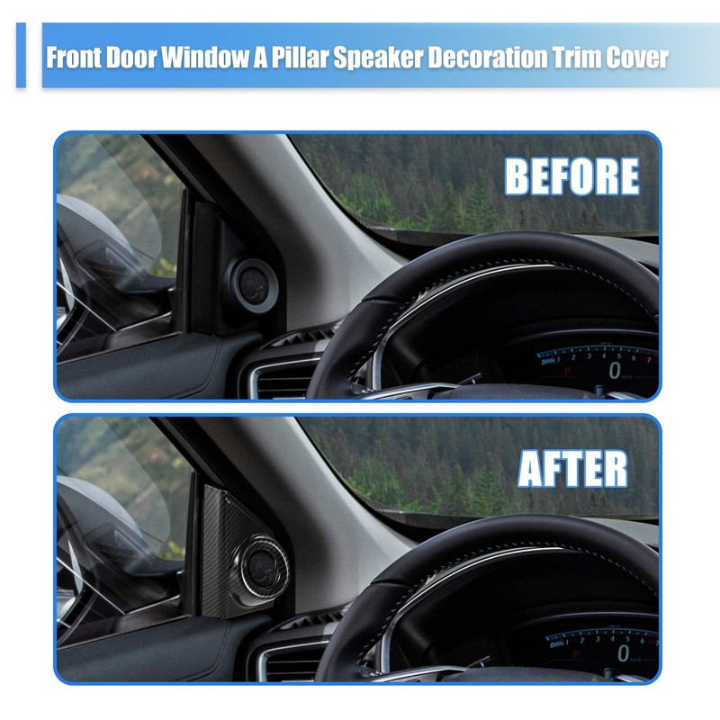 X AUTOHAUX Carbon Fiber Pattern Front Door Window a Pillar Speaker Black gallery