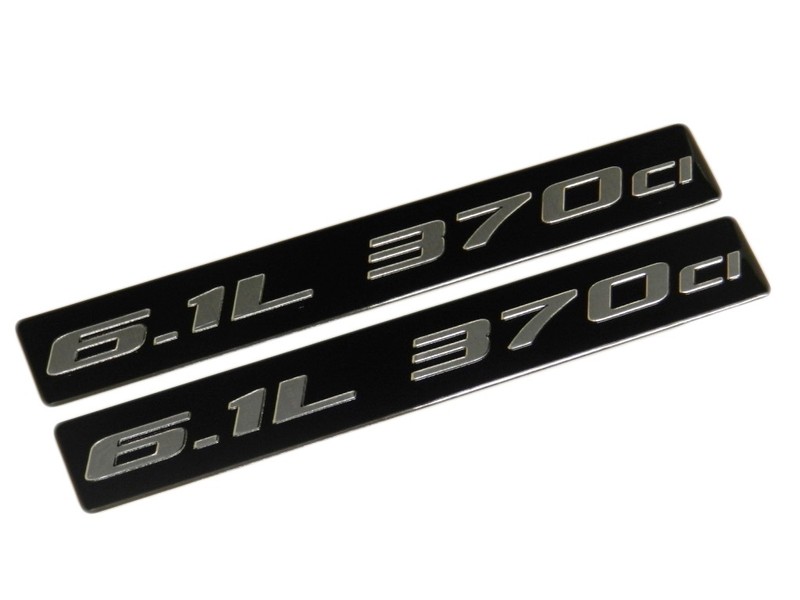 2 6.1 370CI HEMI ENGINE ALUMINUM EMBLEMS SILVER BLACK FOR CHRYSLER DODGE