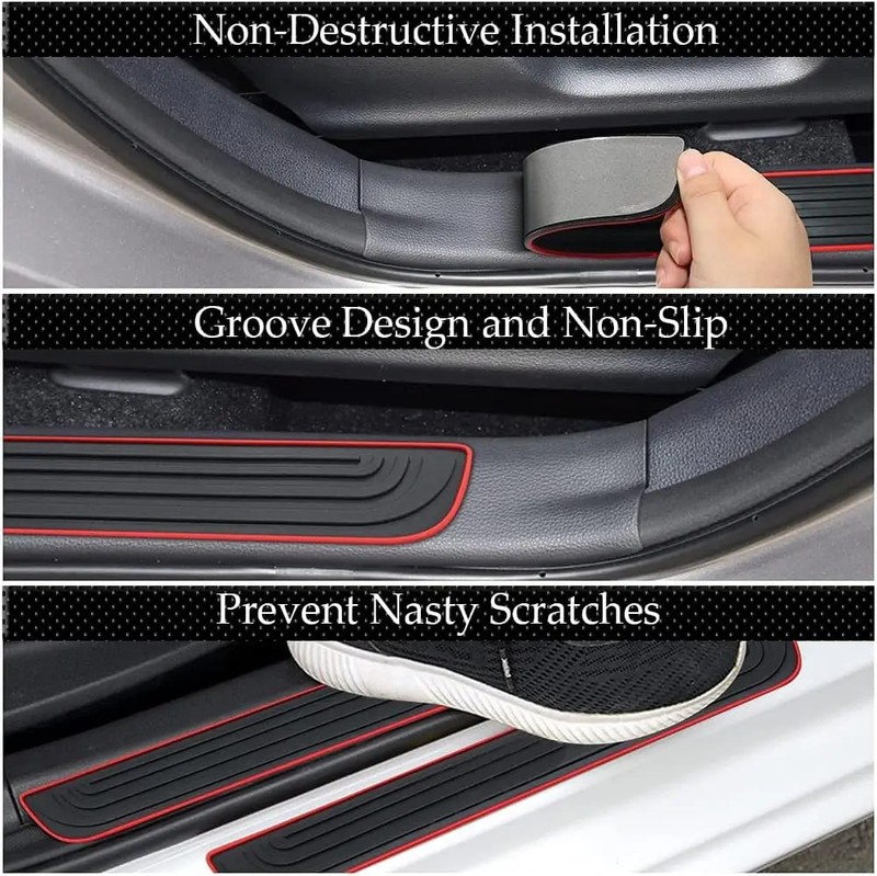 4x Soft Rubber For Volkswagen Car Sedan Door Scuff Sill Cover Panel Protector gallery