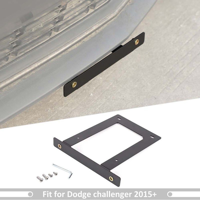 No Drill Front Bumper License Plate Bracket Relocator For 15-up Dodge Challenger gallery