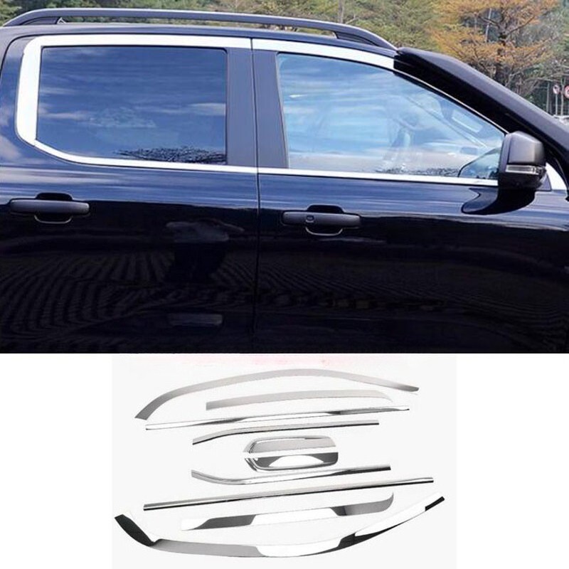 For Ranger 2022-2024 Window Frame Strip Cover Trim Silver Stainless Steel 10PCS