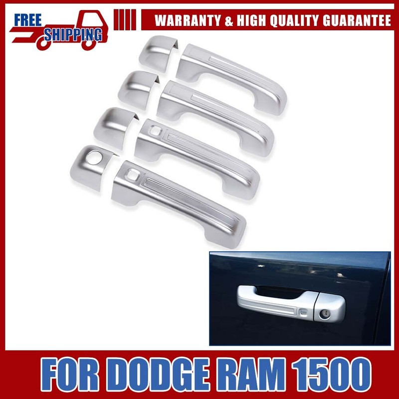 8PCS SILVER Door Handle COVER TRIM DECOR For Dodge Ram 1500 18+ High-Version ABS