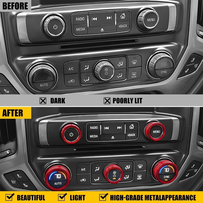 Center Console Switch Knob Cover Decor Bezels Trim for Chevy Silverado 14-18 EW gallery