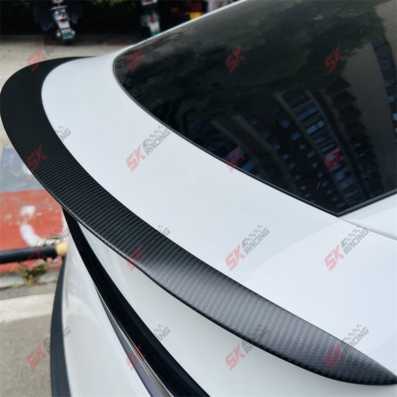 Glossy/Matte Dry Twill Carbon Fiber Rear Trunk Spoiler Wing For Fits Tesla 3 24+ gallery