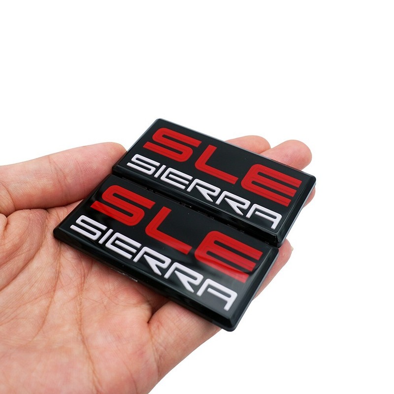 2x Fits 88-94 Yukon Suburban Sierra SLE Cab Emblem Pillar Roof Badge Red White gallery
