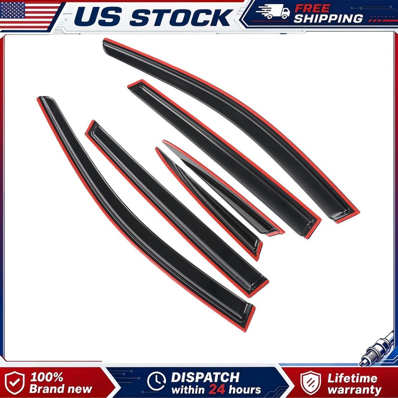 Side Window Visors 6pc Tape-On Rain Guards 2017-2022 Honda CR-V Black Kit