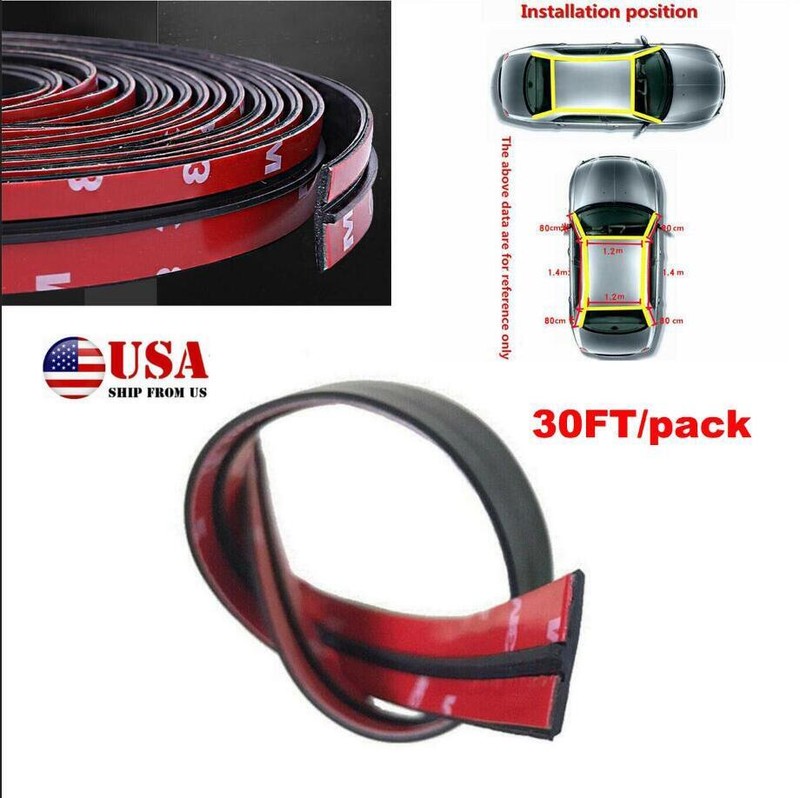 30FT T-Shape Car Roof Windshield Window Seal Moulding Trim Rubber Sealing Strip