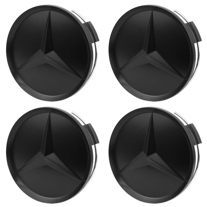 4Pack Matte Black For Mercedes-Benz Wheel Center Caps Emblem Rim Hub Cover Badge