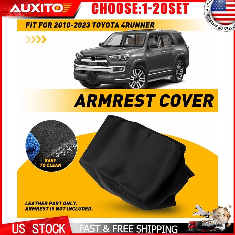 For Toyota 4Runner 2010-2023 Front Center Console Armrest Cover Black PU 1-10X