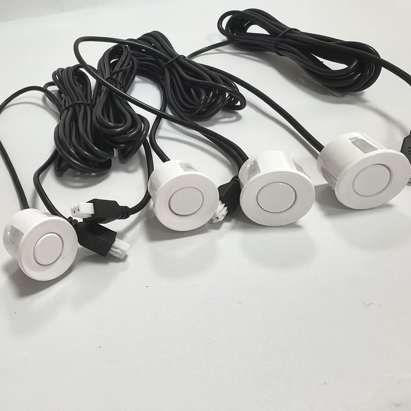 White Car 4 Parking Backup Sensors Kit LED Display Reverse Radar Sound Alert USA gallery