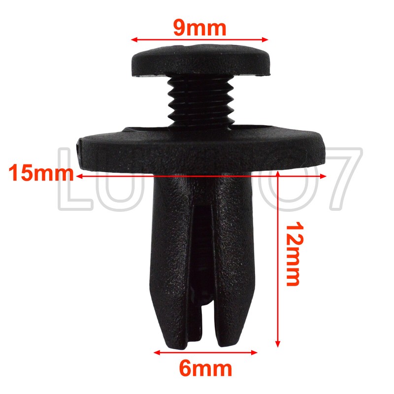 100 pcs Black Auto Car Door Fender 6mm Hole Push Plastic Rivets Retainer Clips gallery