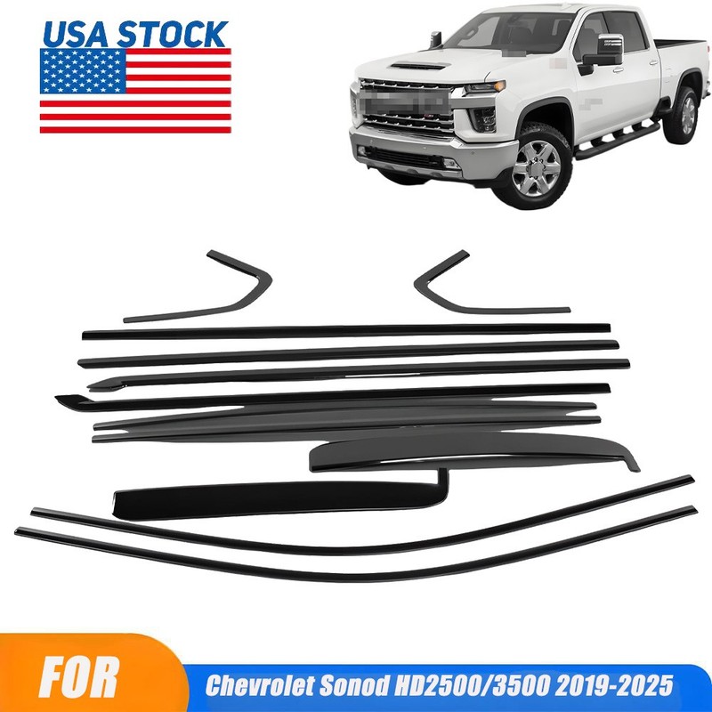 For Chevrolet Sonod HD2500/3500 2019-2025 12pcs Window Decor Trim Strip Cover