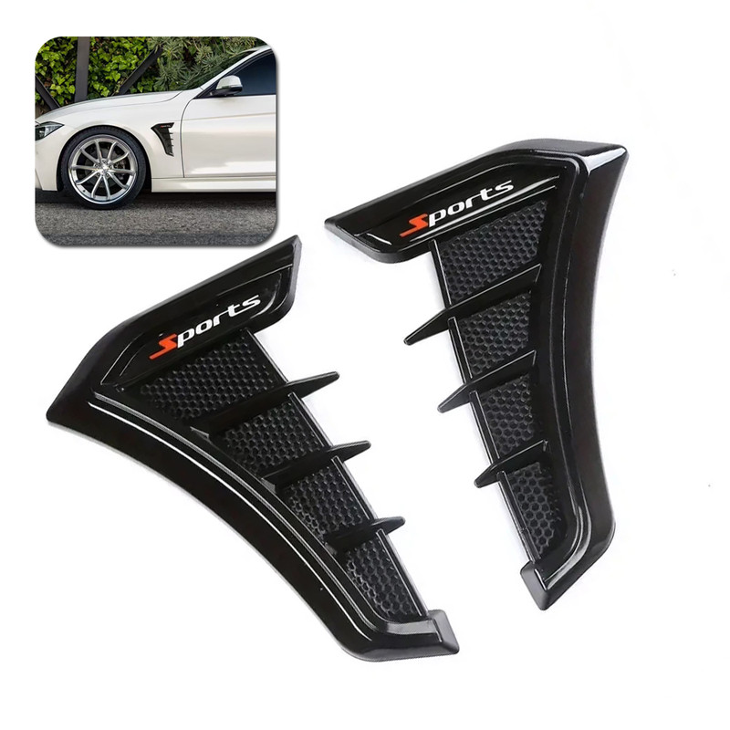 2x Black Sport Soft Racing Side Fender Vents Air Wing Cover Trim Car Accessories