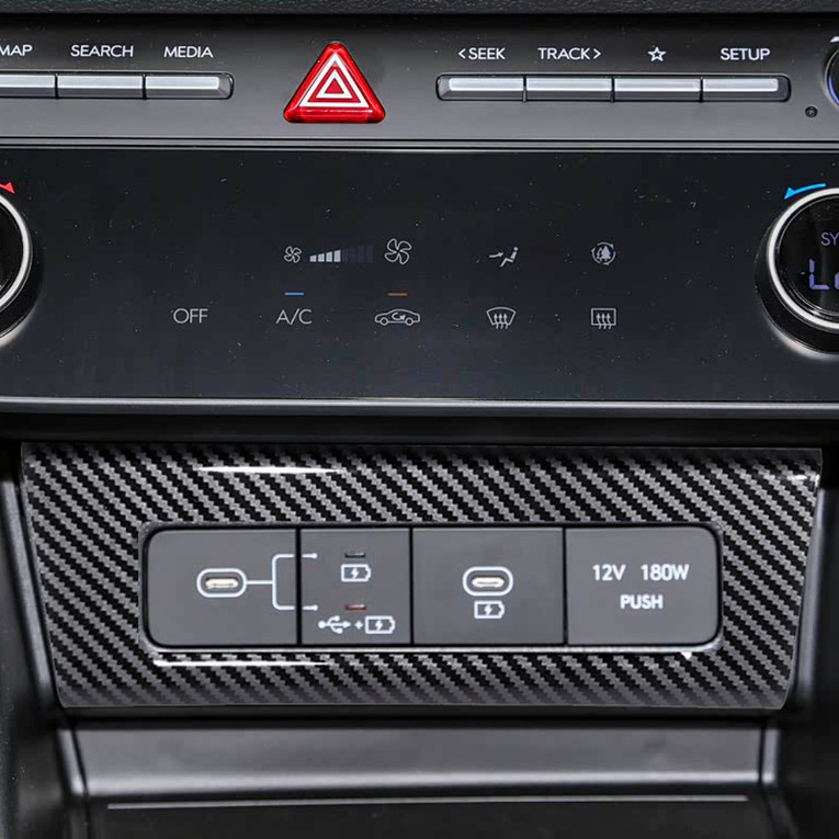 Carbon Fiber USB Type-C Power Panel Cover Trim 1pcs For Hyundai Sonata 2024-2026