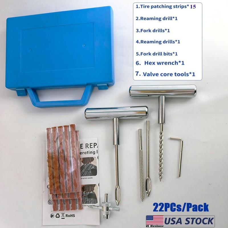 Car Heavy Duty Tire Plug Kit Professional Tools for Tubeless Tyre Flats Fix Set
