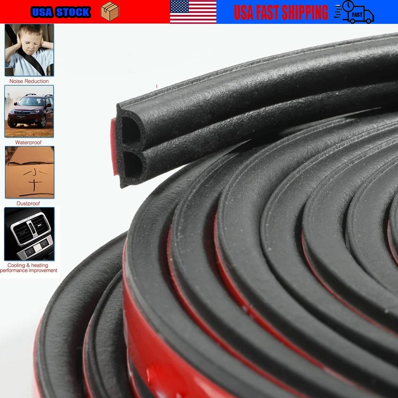 33FT/10M Car Door Window Edge Rubber Seal Strip Soundproof Weatherstrip B-Shape