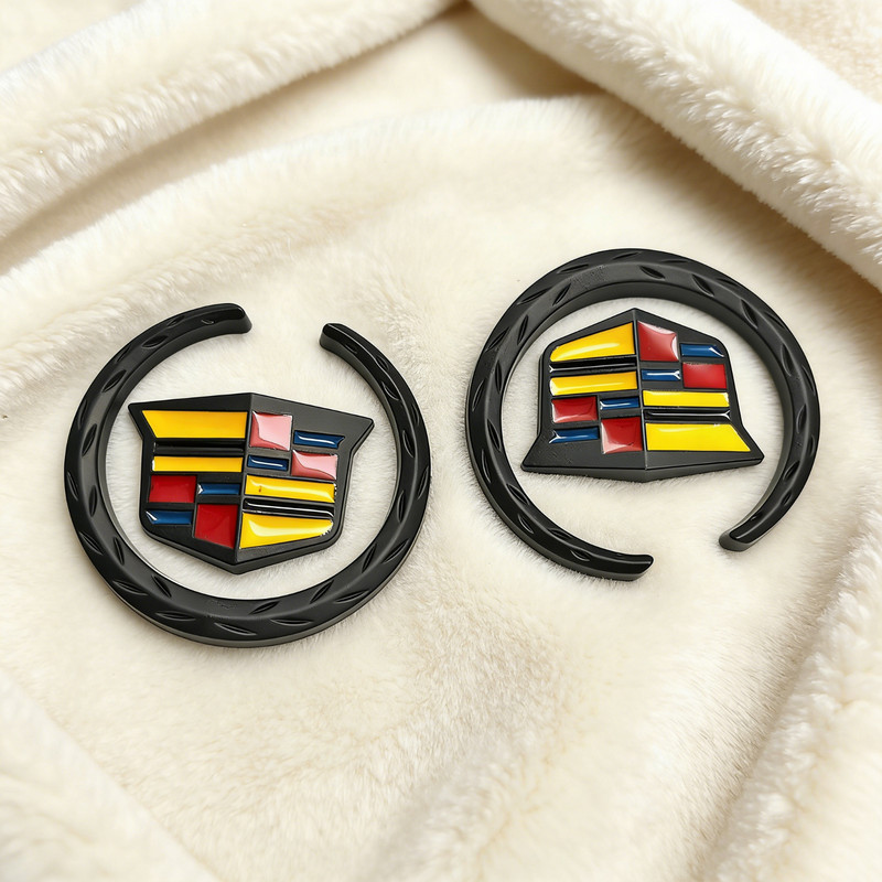 2PC Black & Color Emblem Badge Stickers For Escalade CTS STS DTS SRX XLR ATX XTS gallery