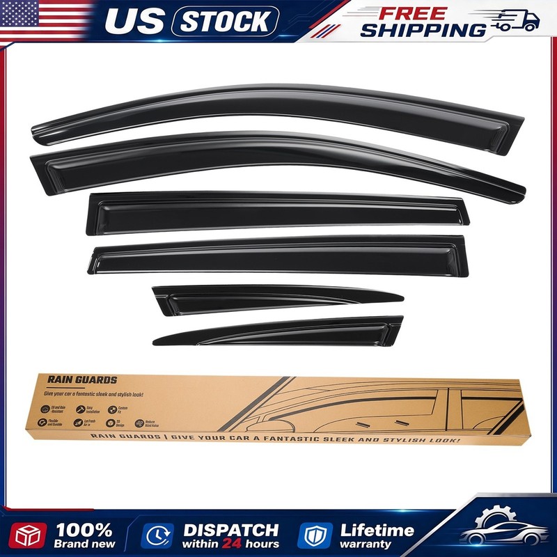 Tape-On Rain Guards No Drill Install for Honda CR-V 2017-2022 6pcs Set Black