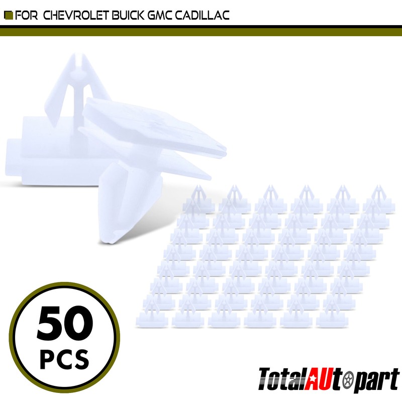 50x Fastener Front Bumper & Rocker Moulding Clips for Chevy Buick GMC 10mm Nylon