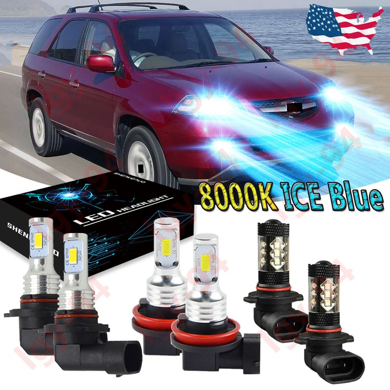 For Acura MDX 2004-2006 – 6X Combo LED Headlight + Fog Light Bulbs Kit 8000K YHL