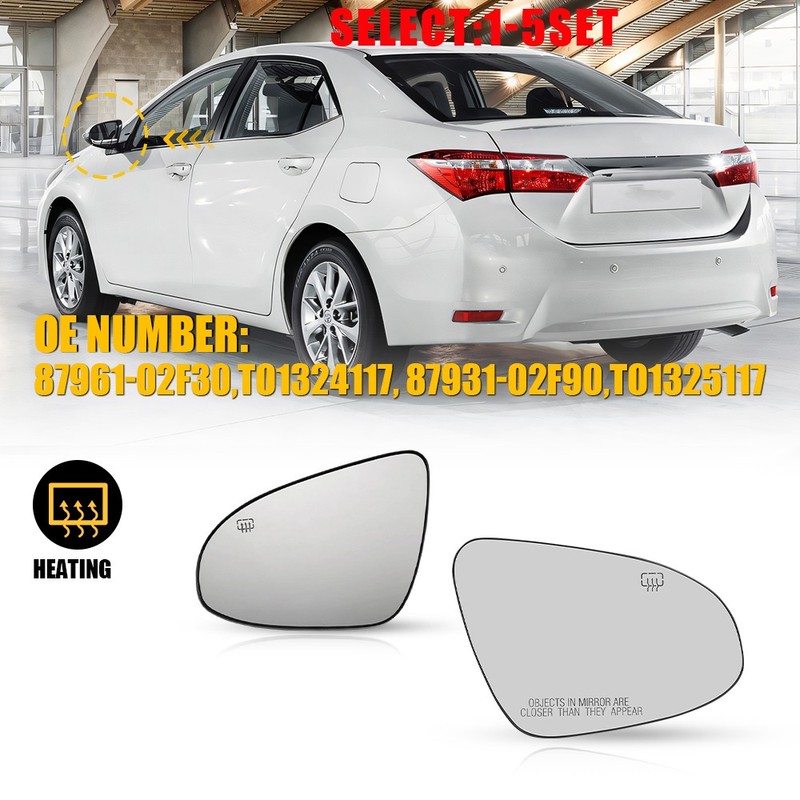 For Toyota Corolla 14-19 LH RH Mirror Glass Heated Convex w/Blind Spot 2-10X