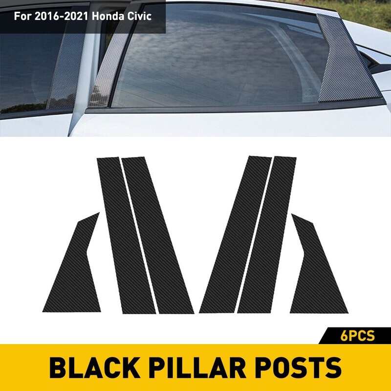 Carbon Fiber Pillar Post Door Trim Accessories PC For Honda Civic Sedan 16-21 H gallery
