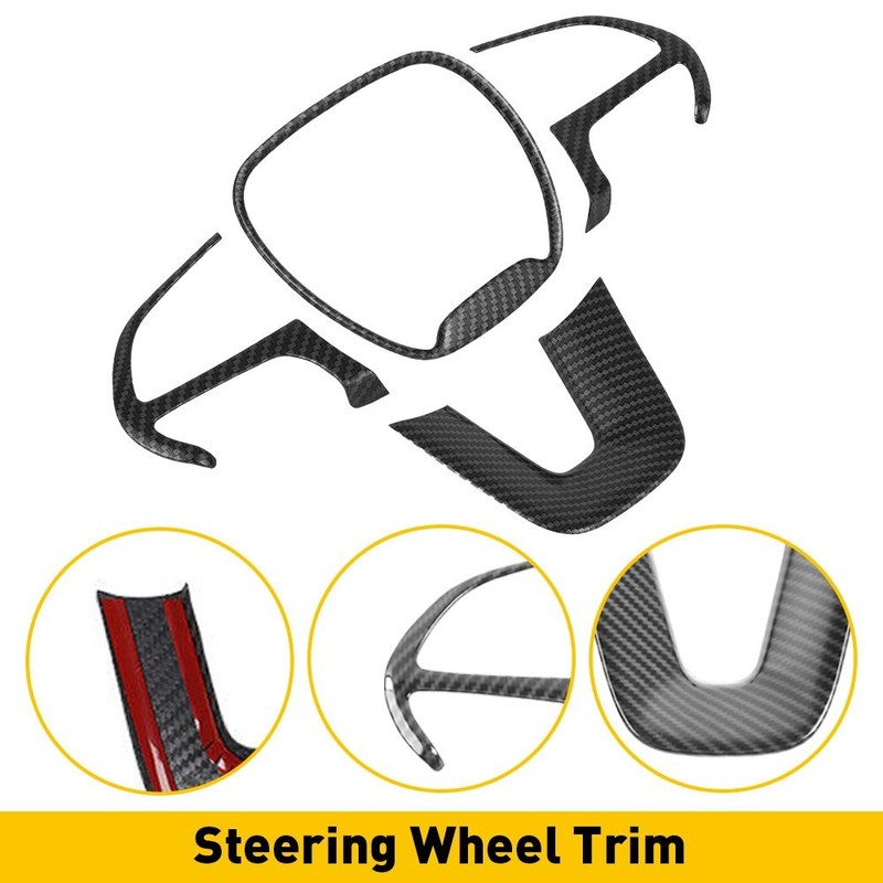 Set of Steering 4 Wheel Cover Trim Set Carbon Fiber For Dodge 2015-2022 Charger