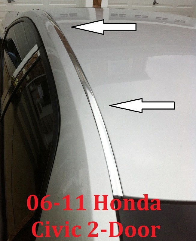 For 2006-2011 HONDA CIVIC CHROME ROOF TRIM MOLDING KIT – 2 Door Coupe