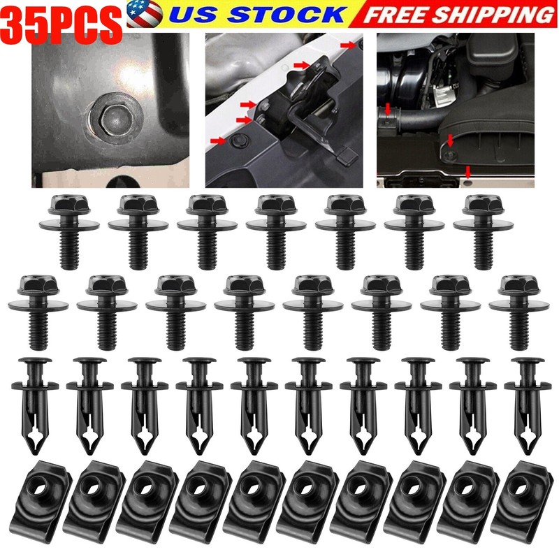 35PCS ENGINE UNDER COVER SPLASH SHIELD GUARD BODY BOLT U-NUT CLIPS FASTENER NEW gallery
