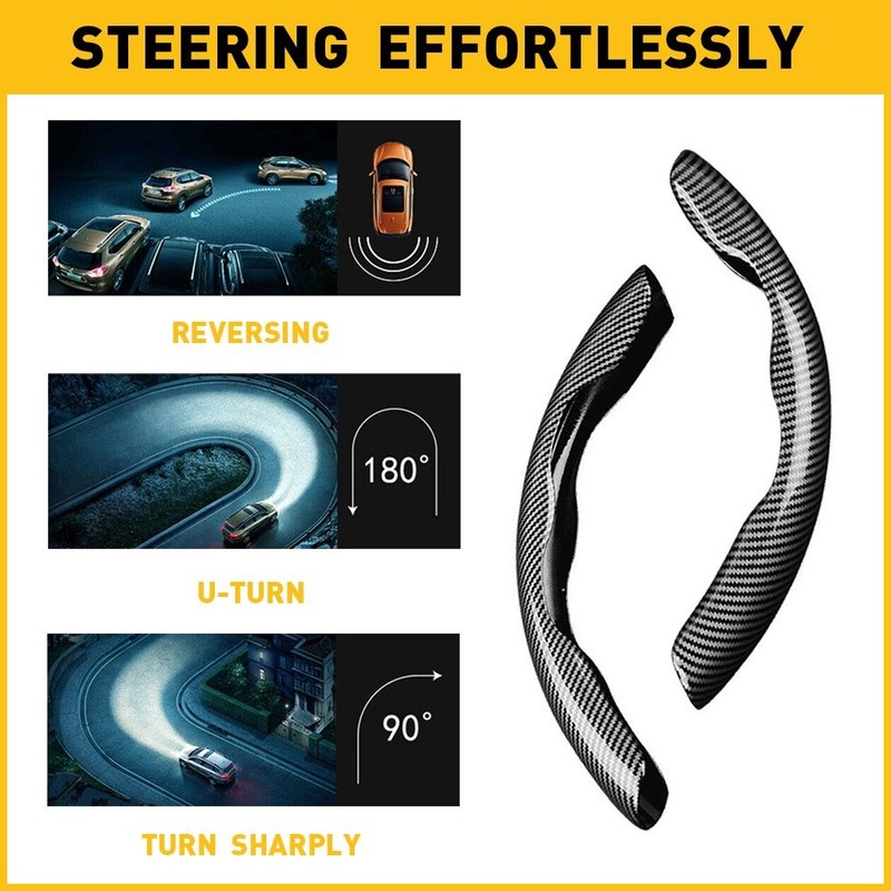 2x Carbon Fiber Universal Car Steering Wheel Booster Non-Slip Cover Accessories gallery
