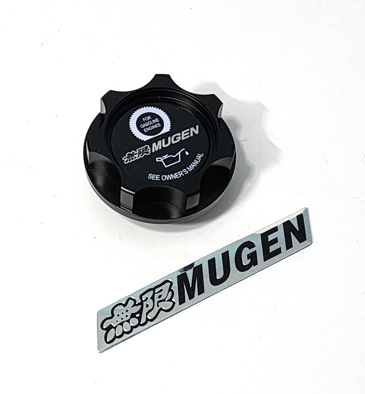 BLACK ENGINE OIL CAP MUGEN SIVER FOR HONDA CIVIC EK9 ACCORD & MUGEN POWER EMBLEM