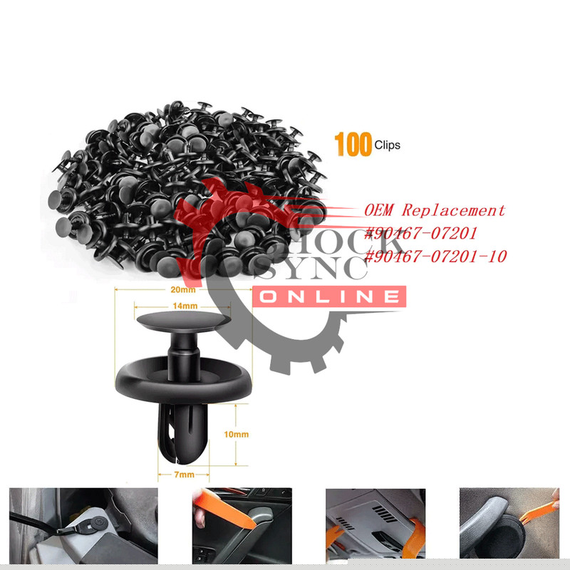 100Pcs Engine Cover Grille Bumper Retainer Clips for #90467-07211 Toyota/ Lexus