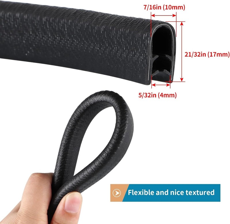 10ft Rubber Edge Trim Guard Door Protector U-Shape Seal Strip Fits 3/64" to 1/4" gallery