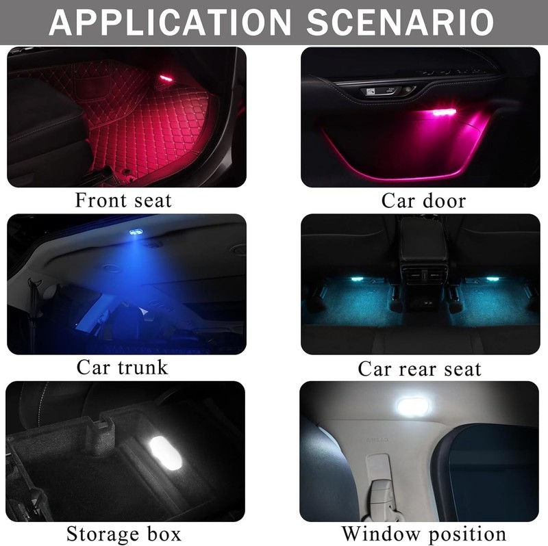 2×Multicolor LED Light Car Atmosphere Ambient Lights Bright Lamp Car Accessories gallery