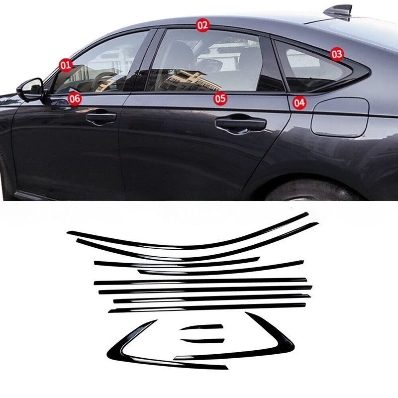 Black Steel Windows Sill Molding Strip Trim 12PCS For Acord 2023-2024 2025
