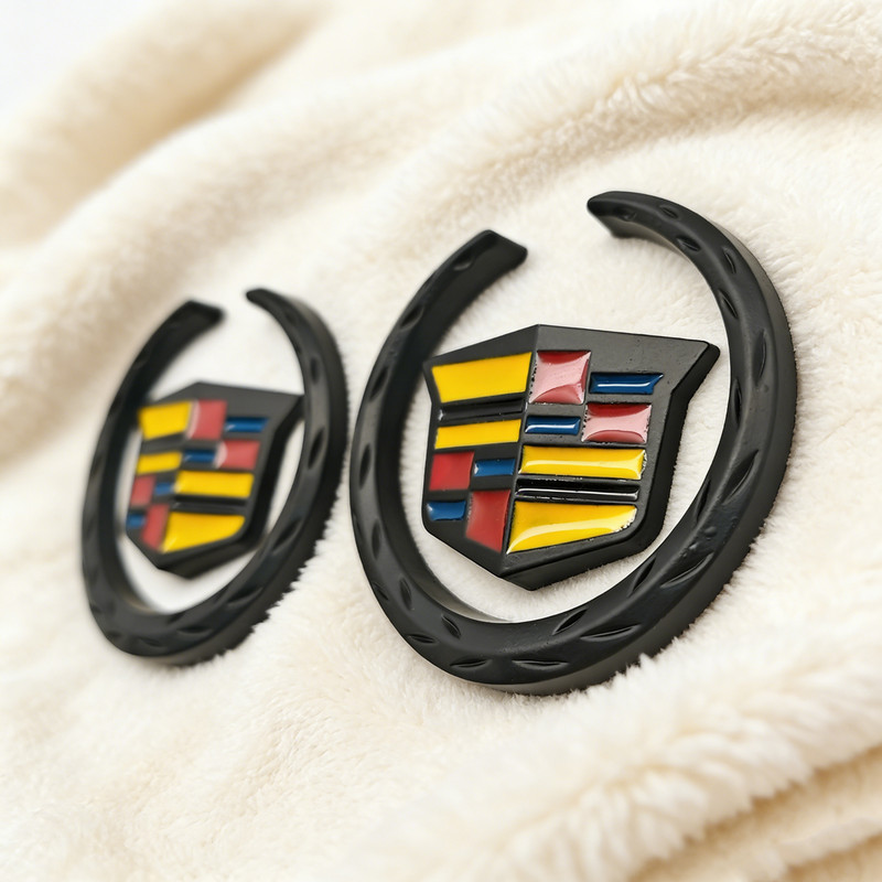 2PC Black & Color Emblem Badge Stickers For Escalade CTS STS DTS SRX XLR ATX XTS gallery