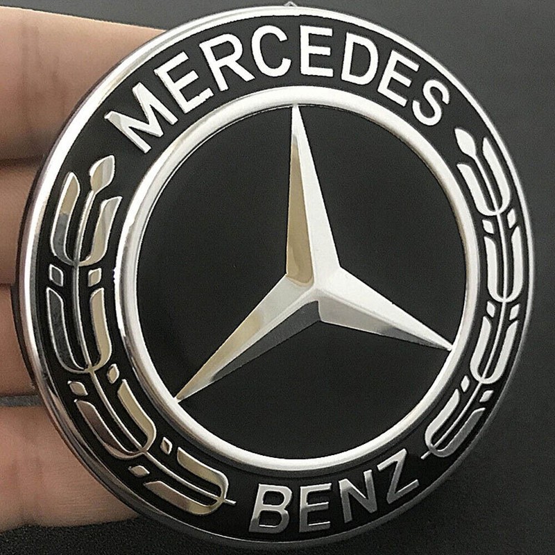 NEW 4PCS Mercedes Benz Wheel Center Caps Emblem Black and Chrome Hubcaps 75MM US gallery