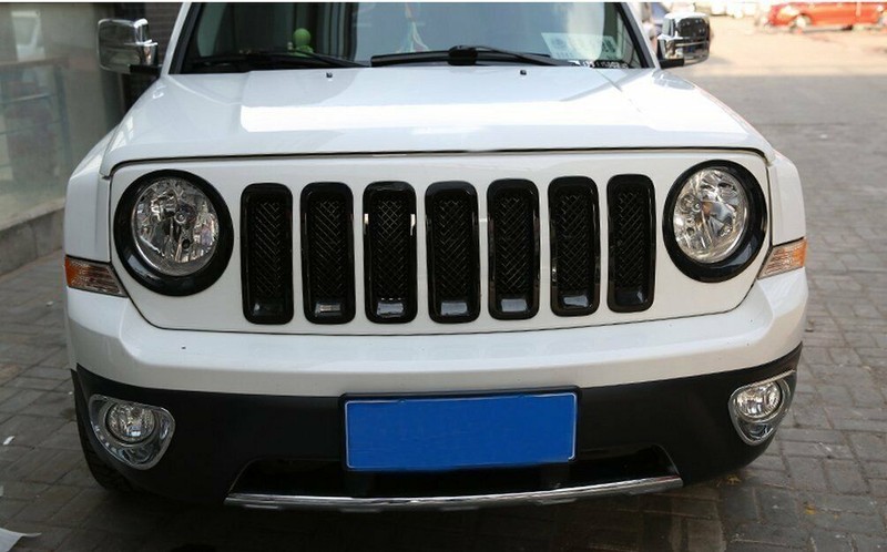 Front Grille Mesh Insert Cover Trim+Angry Bird Headlight Cover for Jeep Patriot gallery