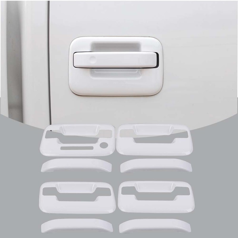 4Pcs Set For 04-14 FORD F150 Exterior Door Handle COVERS Bezel Trims W/KP White