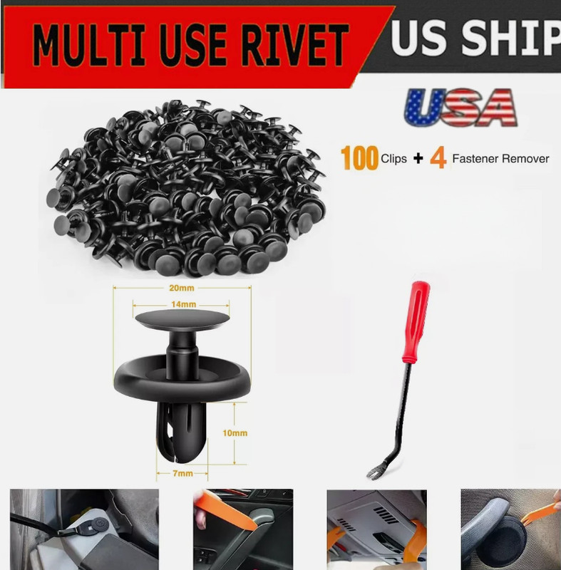 100pcs Engine Cover Radiator Grille Bumper Clips for Toyota Lexus Scion 7mm Hole