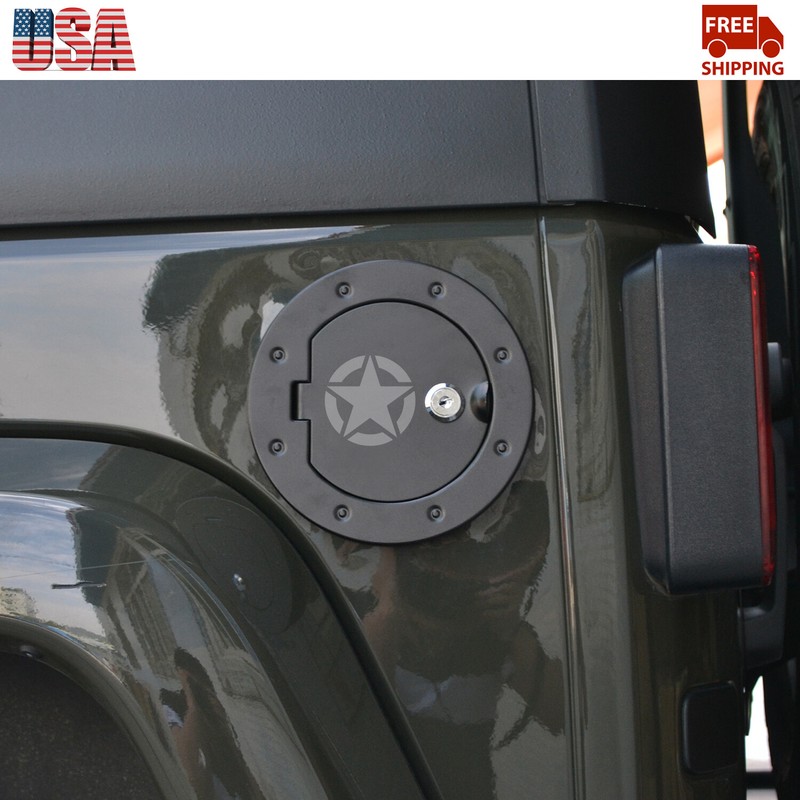 Car Fuel Filler Door Locking Gas Tank Cap Cover For Jeep Wrangler JK JKU 2007+