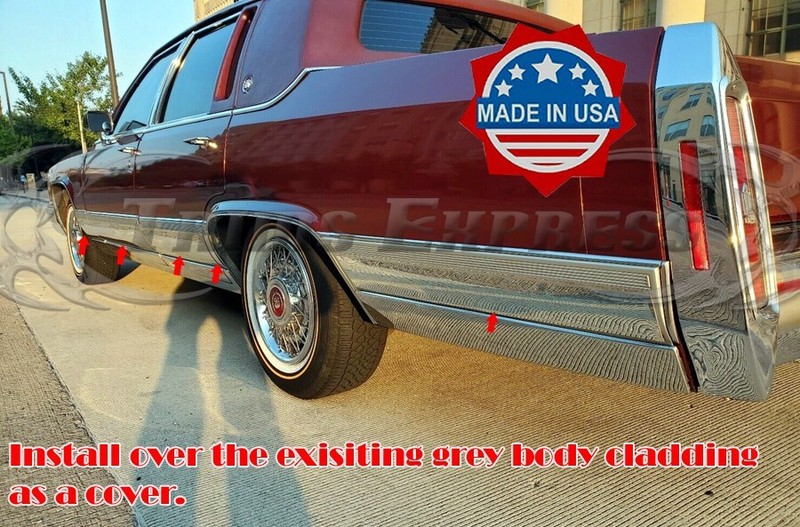 1987-1992 Cadillac Fleetwood Brougham Chrome Rocker Panel Trim FL 6″ Cover 12Pc