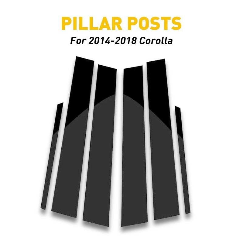 6pc Black Pillar Posts For Toyota Corolla 2014 2015-2018 Window Door Trim Cover
