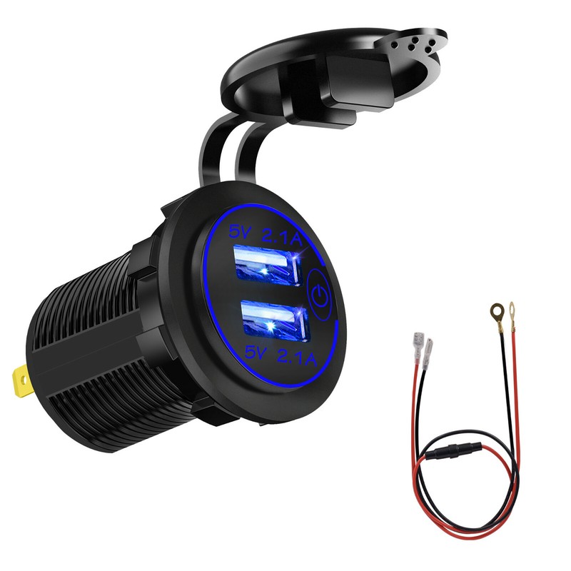12V-24V Car Cigarette Lighter Socket Dual USB Ports Fast Charger Power Adapter gallery