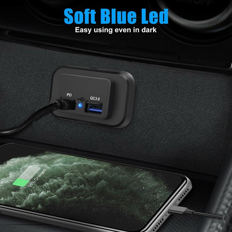 PD Type C USB Port Car Fast Charger Socket Power Outlet Panel Mount Waterproof gallery