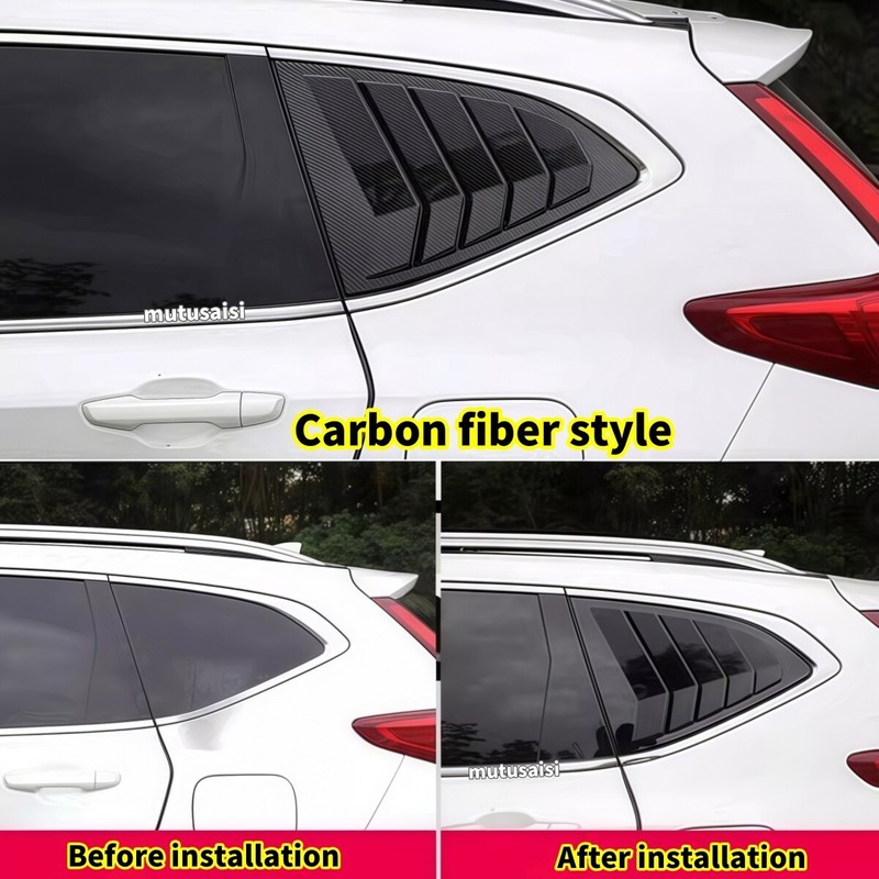 Carbon Fiber Style Rear Window Louver Shutter Cover Trim For Honda CRV 2017-2022 gallery