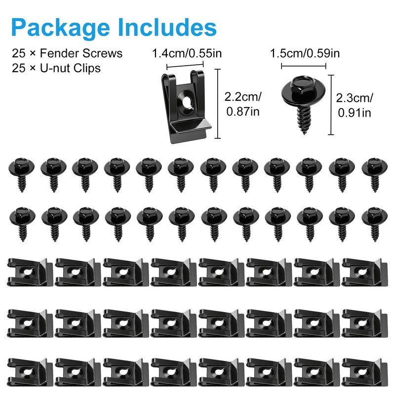 100pcs Universal M4.2 Fender Liner Splash Screw Shield & U Nut Kit Body Retainer gallery